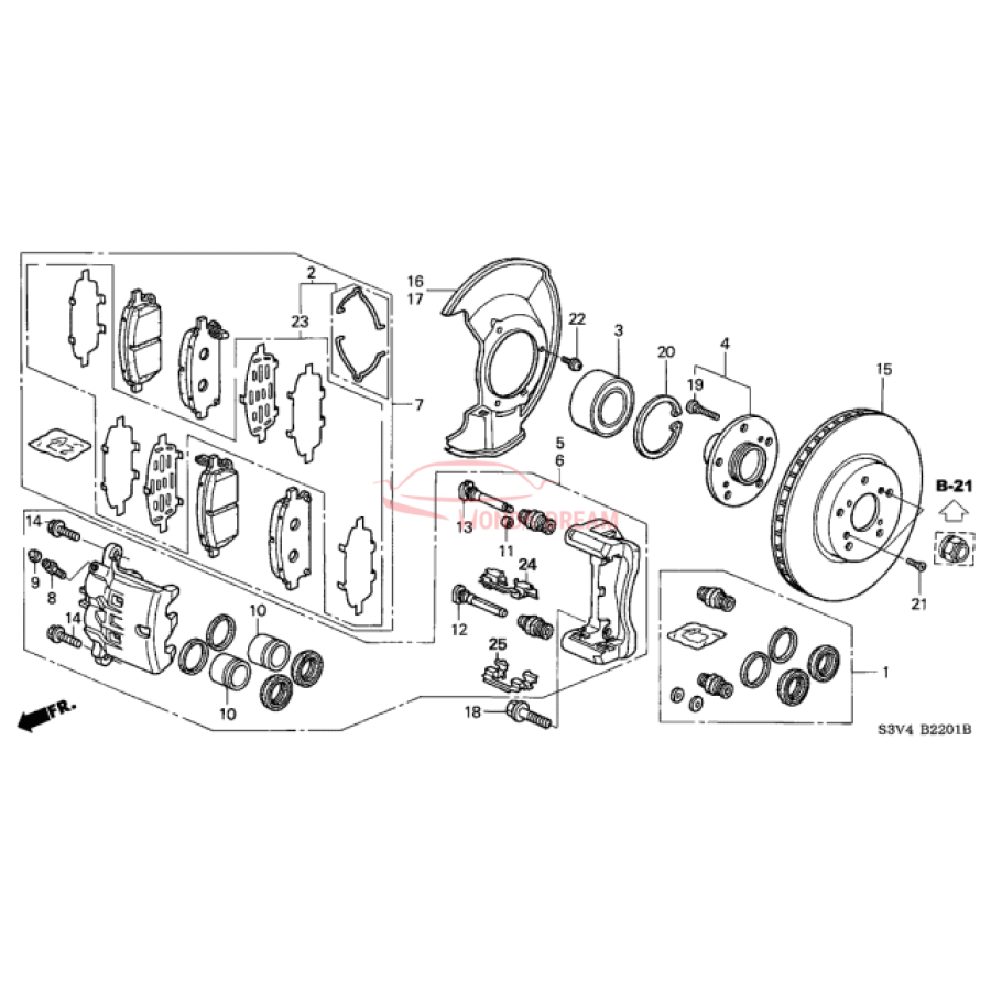 Caliper Set, Front (01463-S3V-A11) - 1