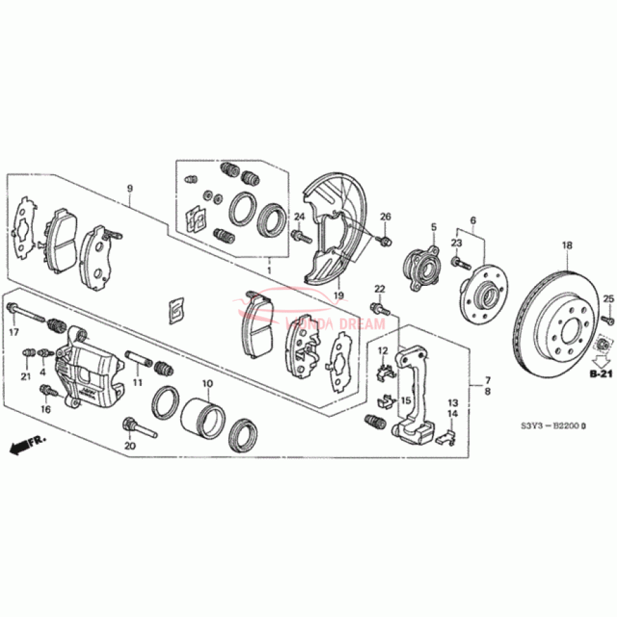 Caliper Set, Front (01463-S3Y-010) - 1