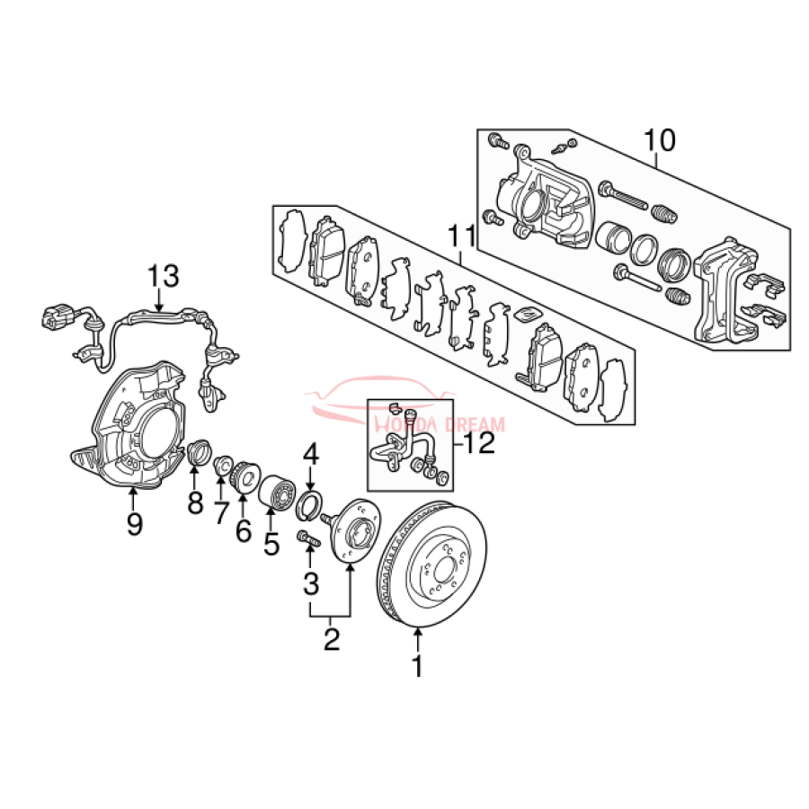 Hose Set, Front Brake Right (01464-S2A-010) - 2