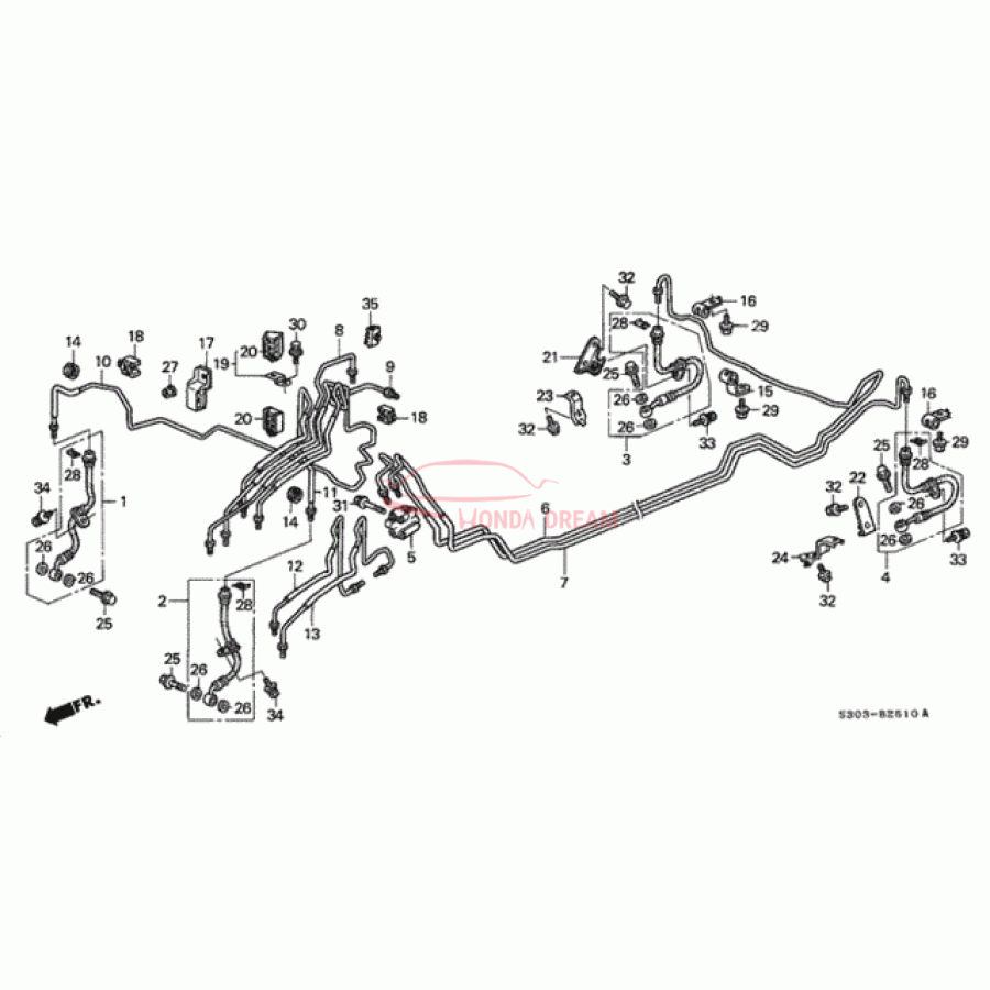 Hose Set, Front Brake Right (01464-S30-000) - 1