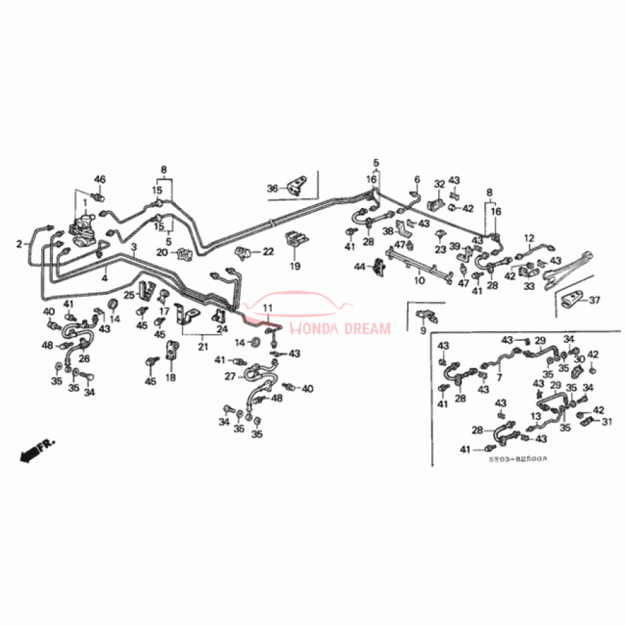 Hose Set, Front Brake Right (01464-SE0-030) - 1