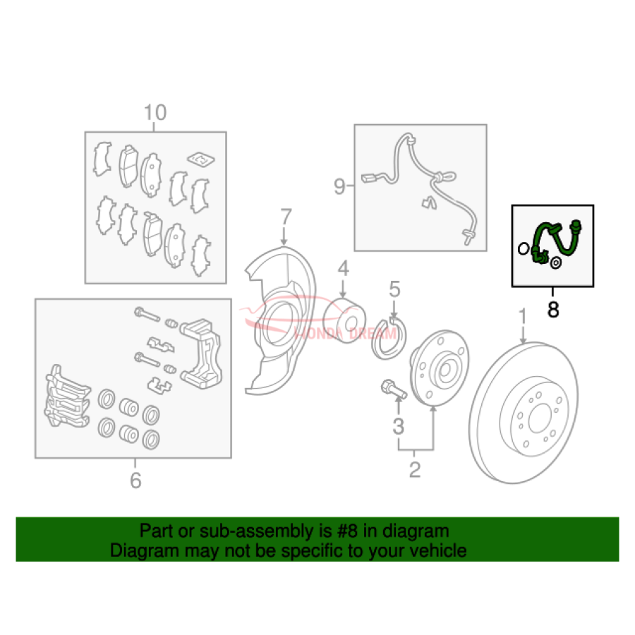 Hose Set, Front Brake Right (01464-T0A-A02) - 2