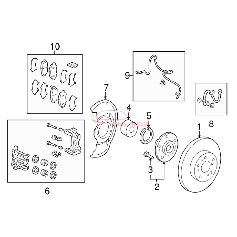 Hose Set, Front Brake Right (01464-T0A-A02) - 3