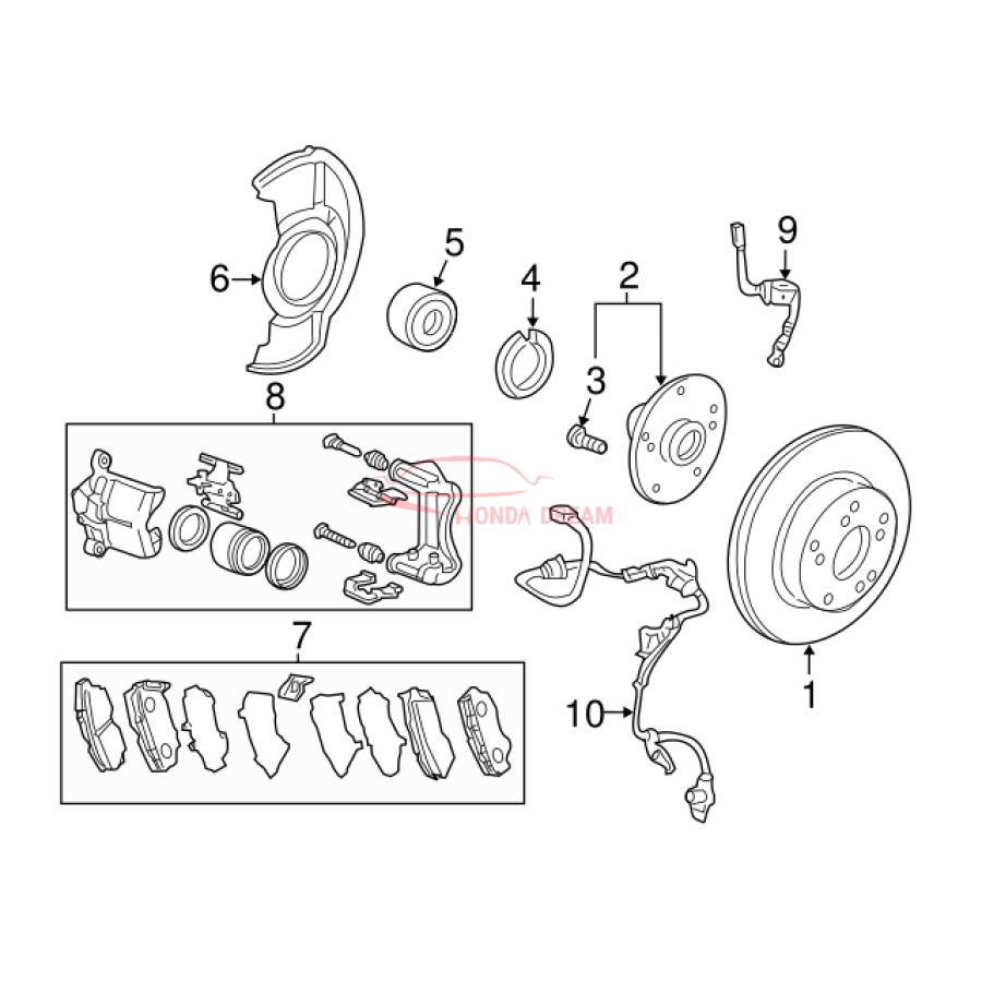 Hose Set, Front Brake Right (01464-T2A-A02) - 3