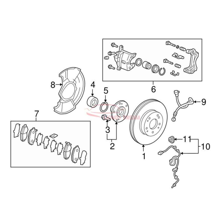 Hose Set, Front Brake Right (01464-T7W-A00) - 3