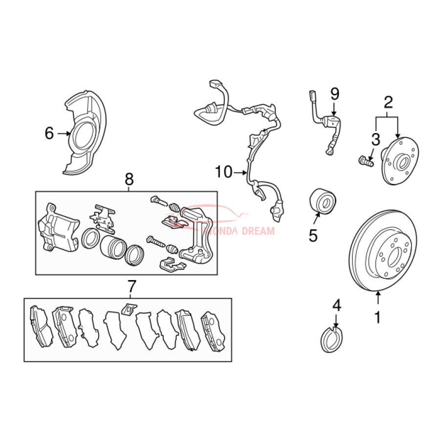 Hose Set, Front Brake Right (01464-TA0-A01) - 3