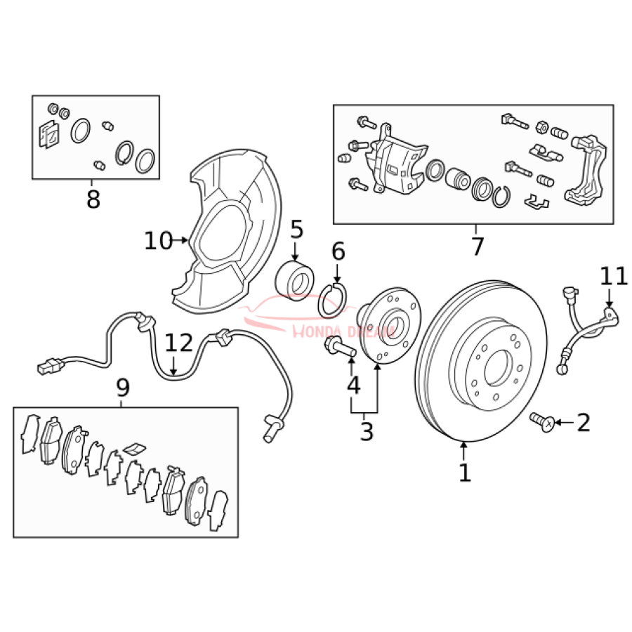 Hose Set, Front Brake Right (01464-TBA-A00) - 3