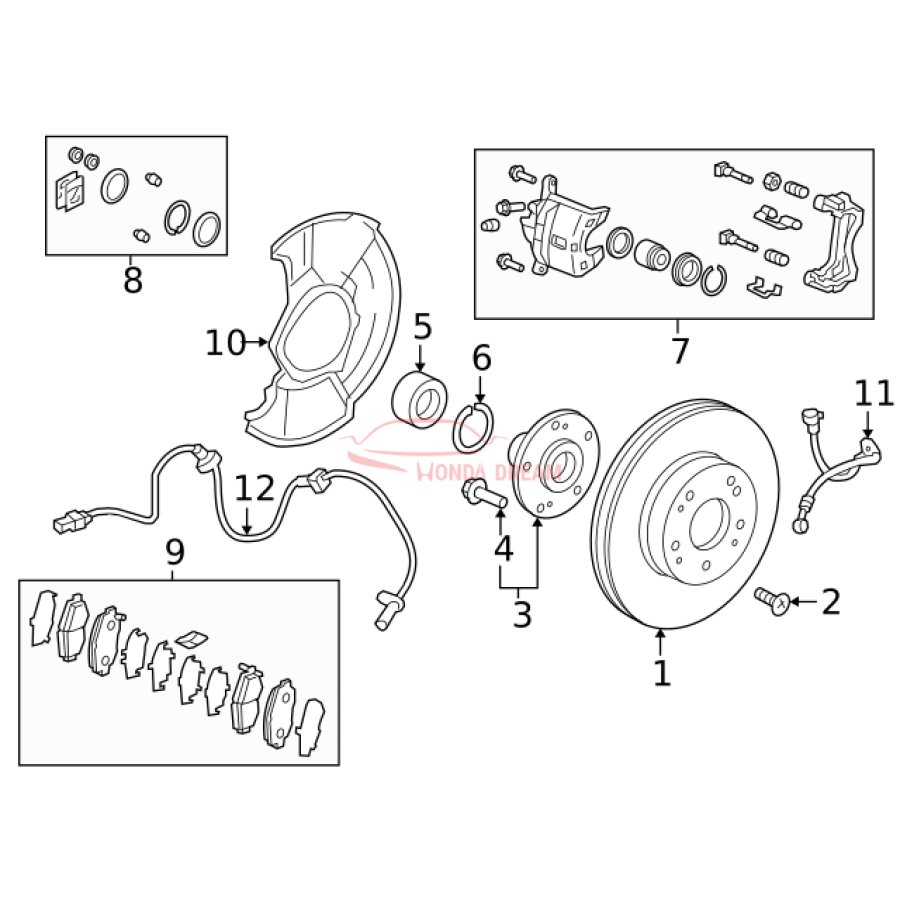 Hose Set, Front Brake Right (01464-TGG-A00) - 3