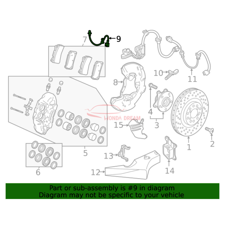 Hose Set, Front Brake Right (01464-TGH-A00) - 2