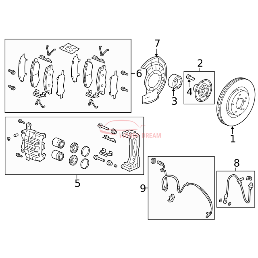 Hose Set, Front Brake Right (01464-THR-A00) - 3