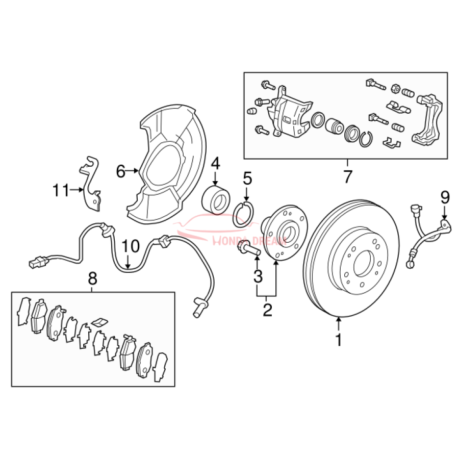 Hose Set, Front Brake Right (01464-TLA-A00) - 3