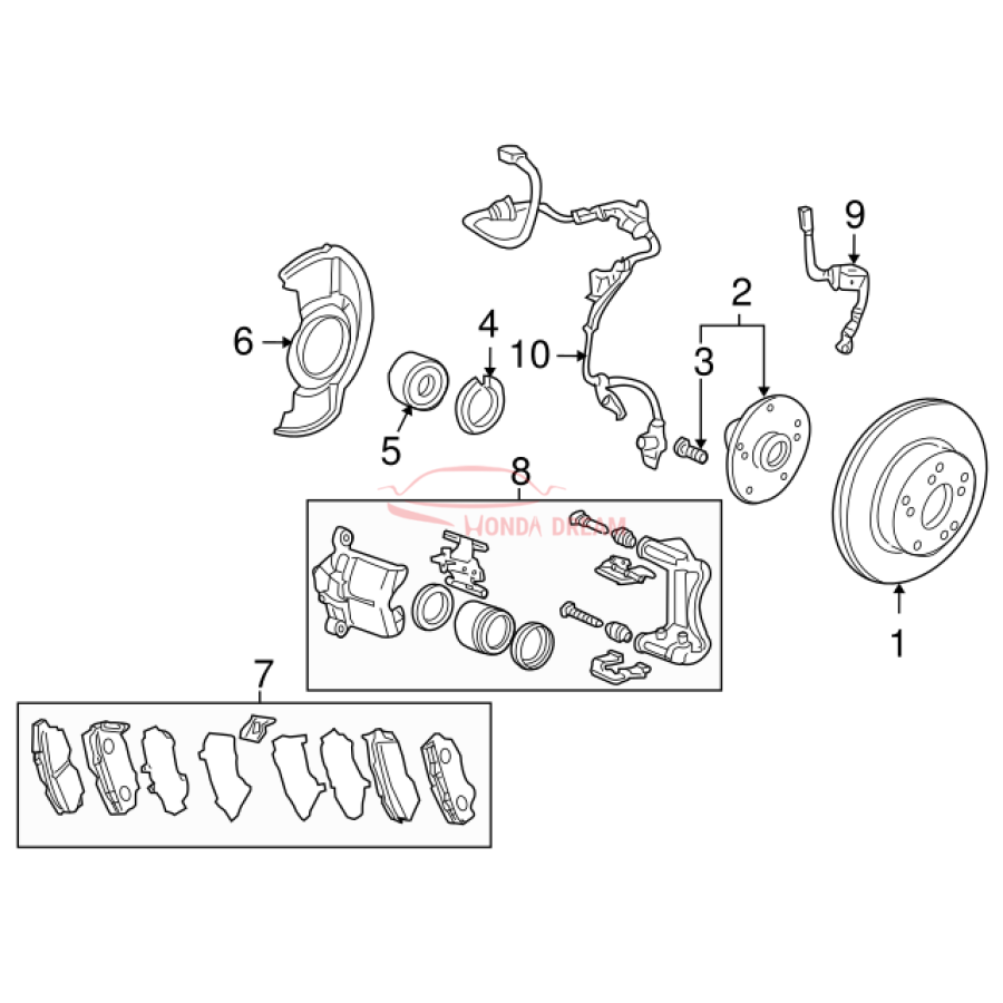 Hose Set, Front Brake Right (01464-TP6-A00) - 3