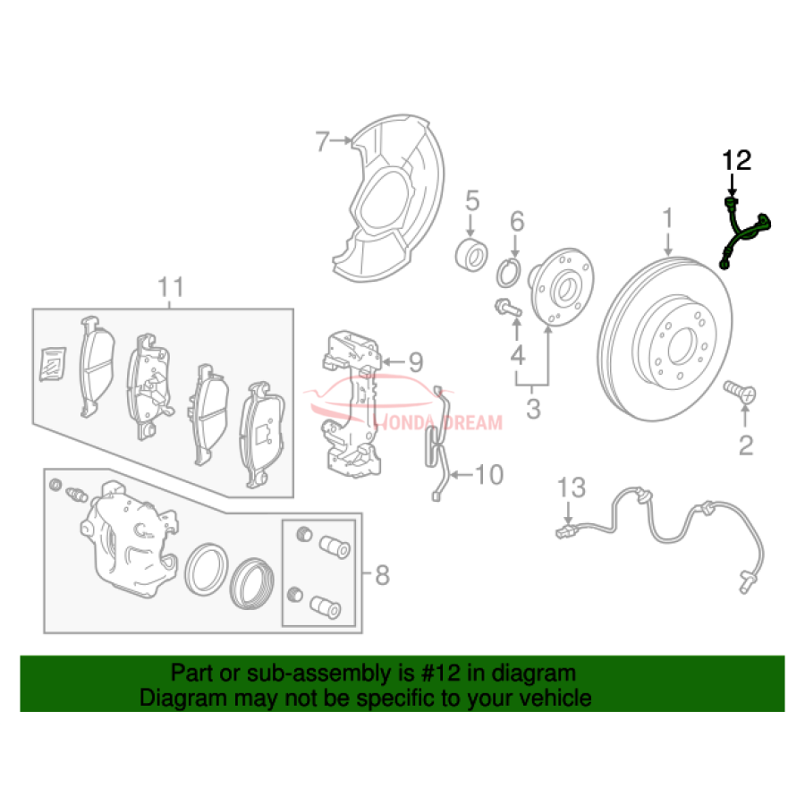 Hose Set, Front Brake Right (01464-TVC-A00) - 2