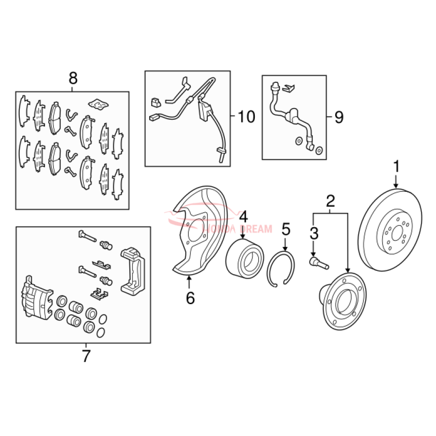 Hose Set, Front Brake Right (01464-TZ5-A01) - 3