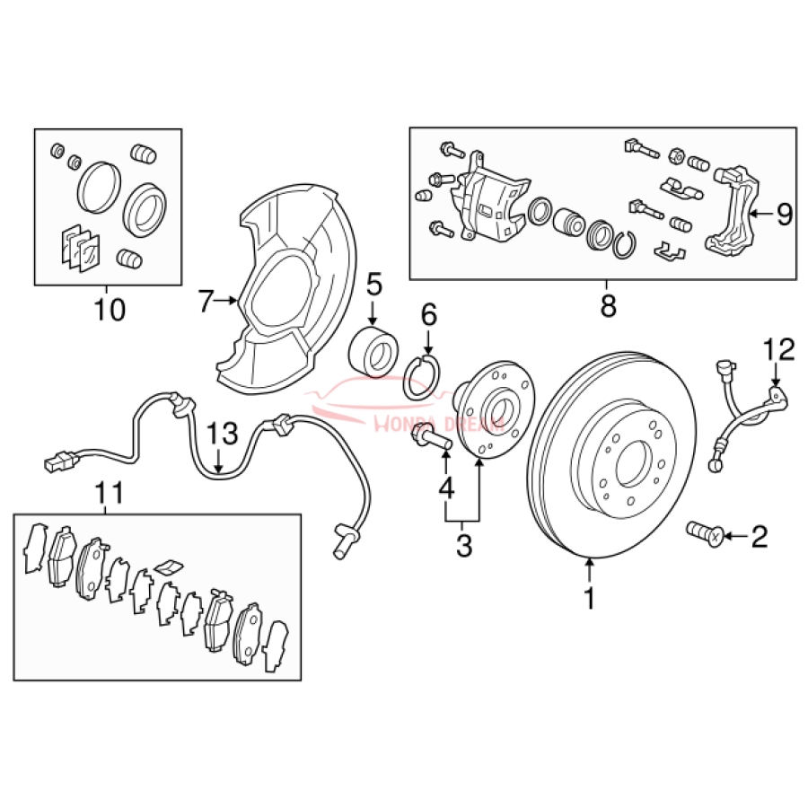 Hose Set, Front Brake Left (01465-TVA-A00) - 3