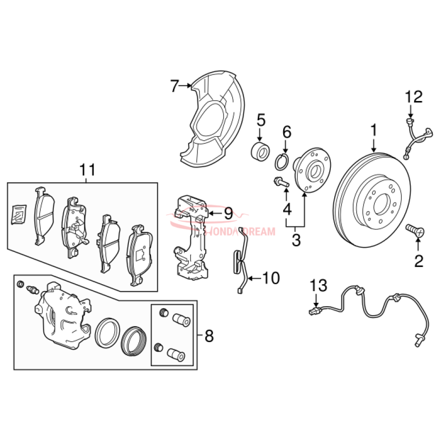 Hose Set, Front Brake Left (01465-TVC-A00) - 3