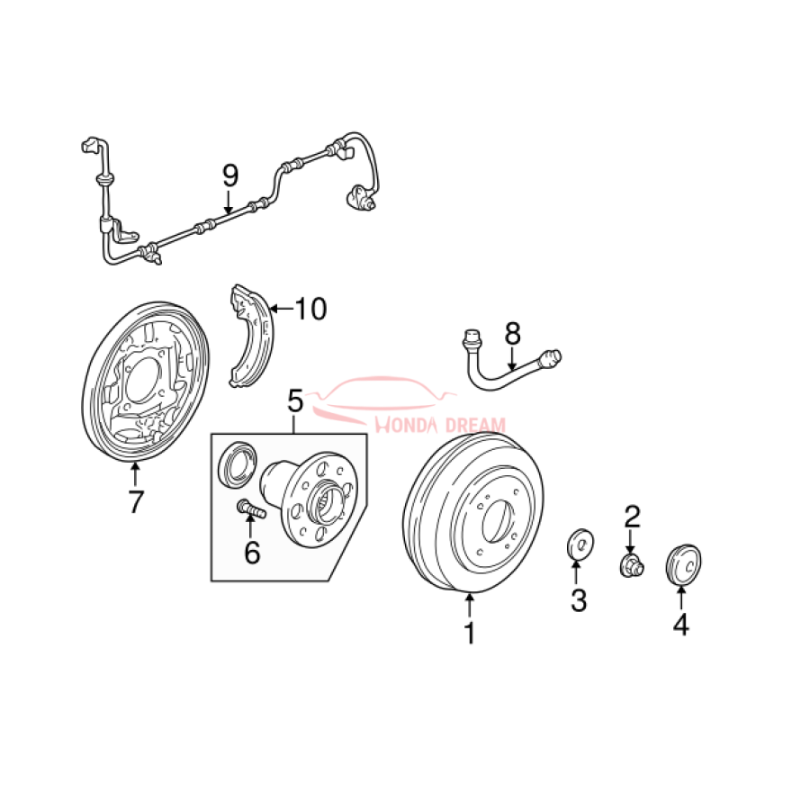 Hose Set, Rear Brake Right (01466-S04-000) - 3