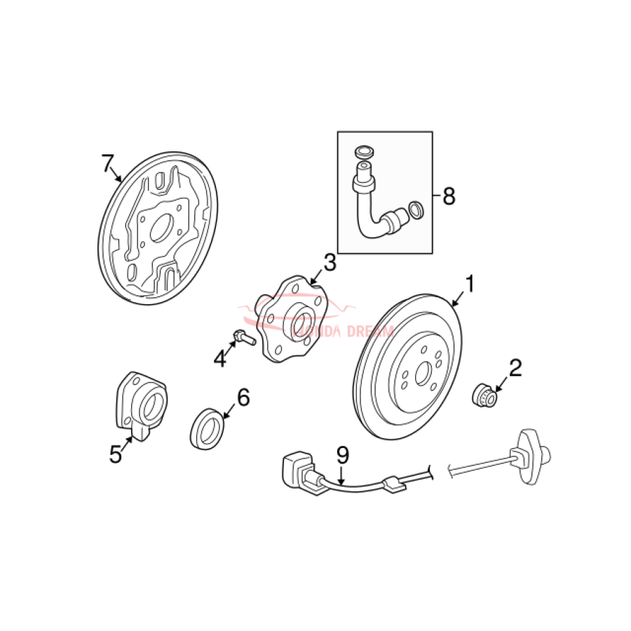 Hose Set, Rear Brake Right (01466-S07-000) - 3