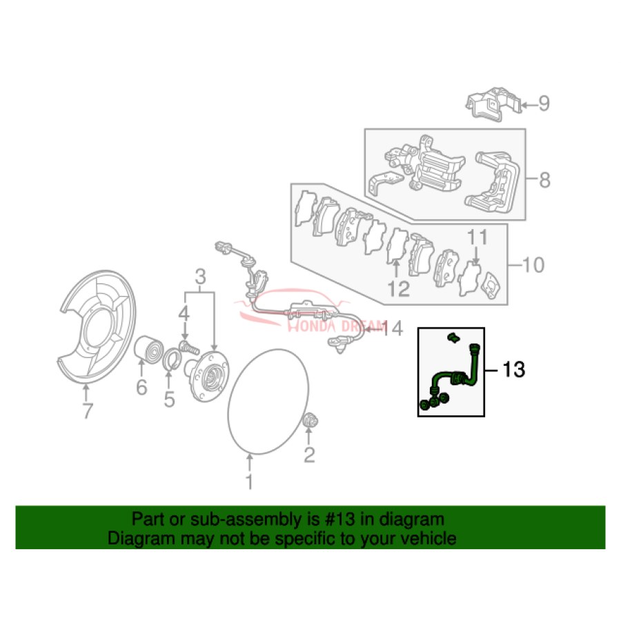 Hose Set, Rear Brake Right (01466-S2A-000) - 2