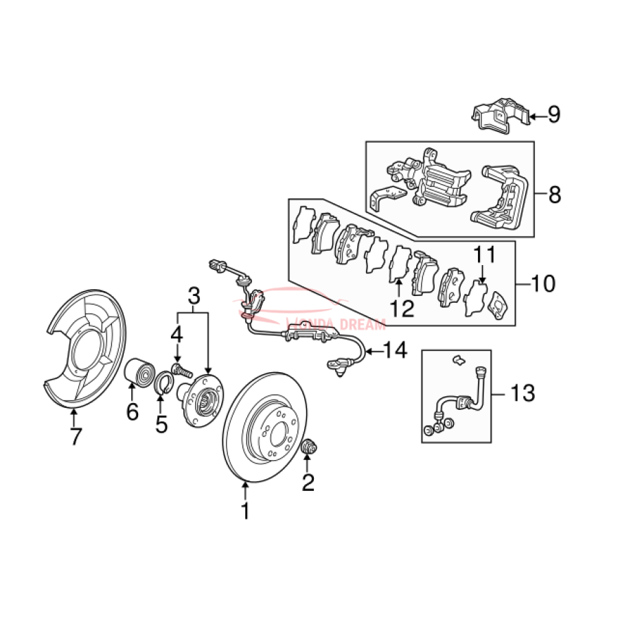 Hose Set, Rear Brake Right (01466-S2A-000) - 3