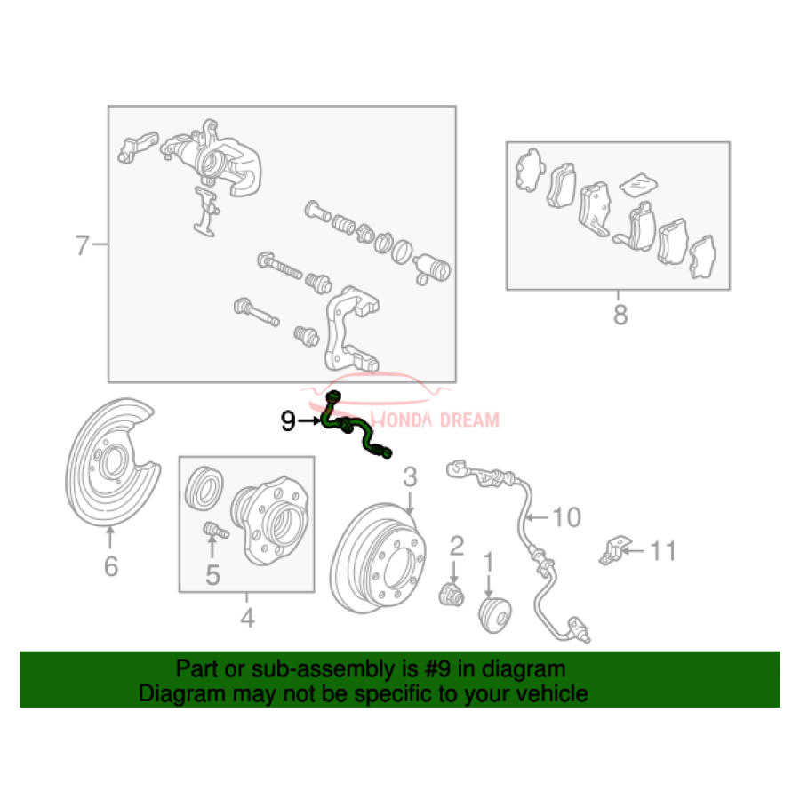 Hose Set, Rear Brake Right (01466-S84-A51) - 2