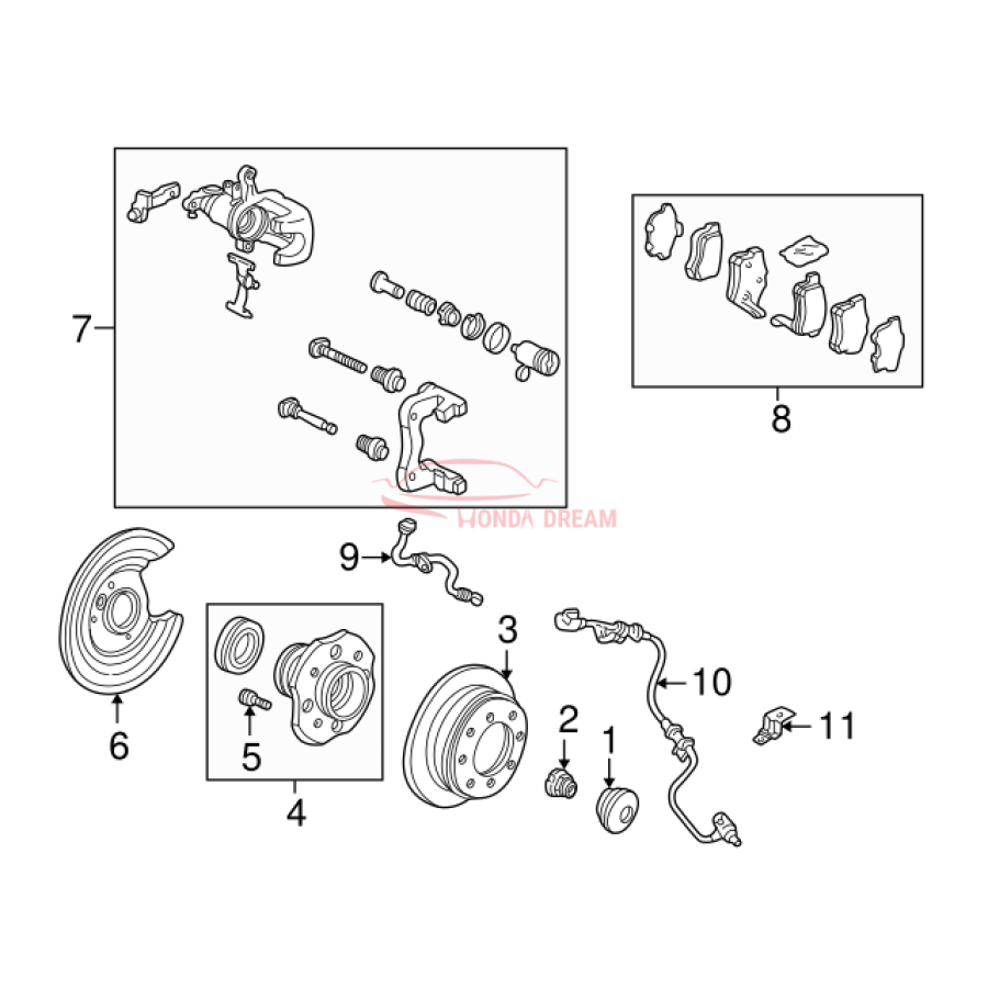 Hose Set, Rear Brake Right (01466-S84-A51) - 3