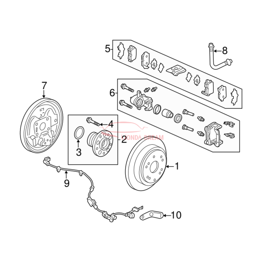 Hose Set, Rear Brake Right (01466-SHJ-A00) - 3