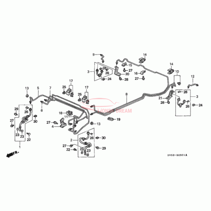 Hose Set, Rear Brake Right (01466-SL4-010) - 1