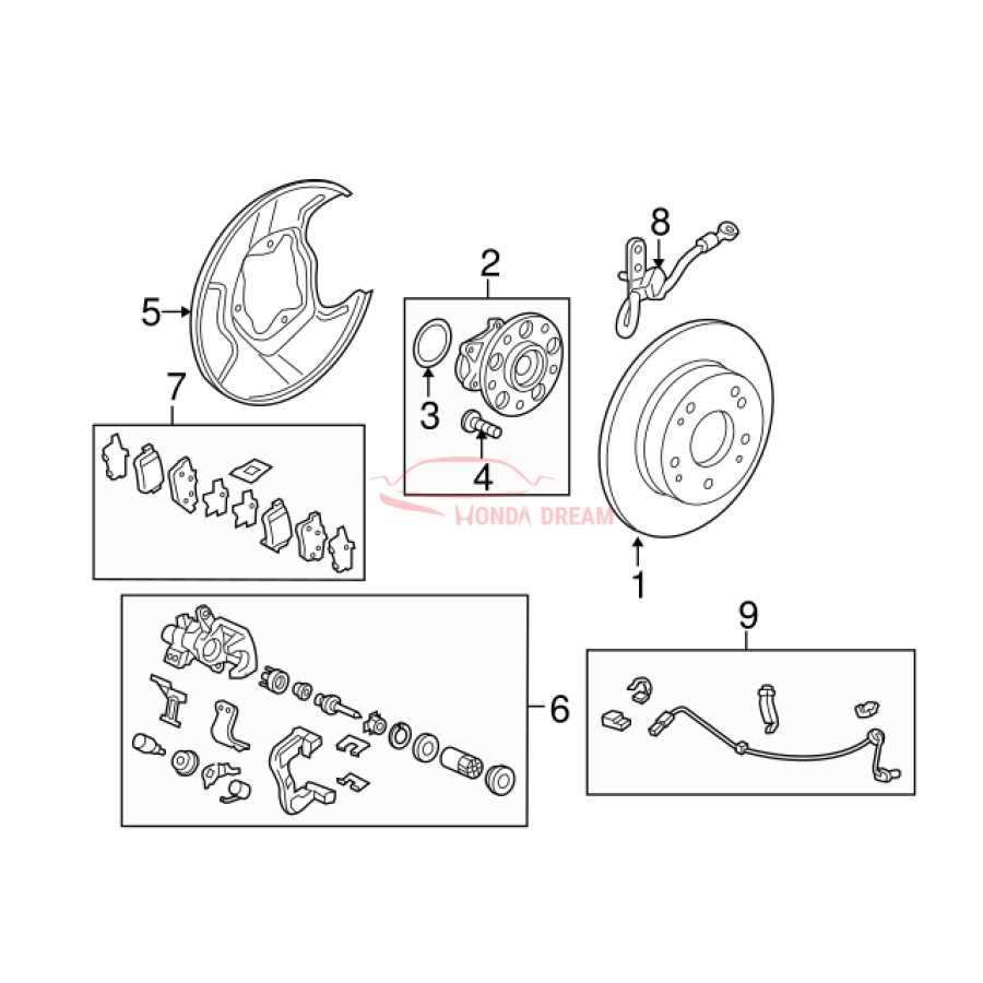 Hose Set, Rear Brake Right (01466-SNA-J02) - 3