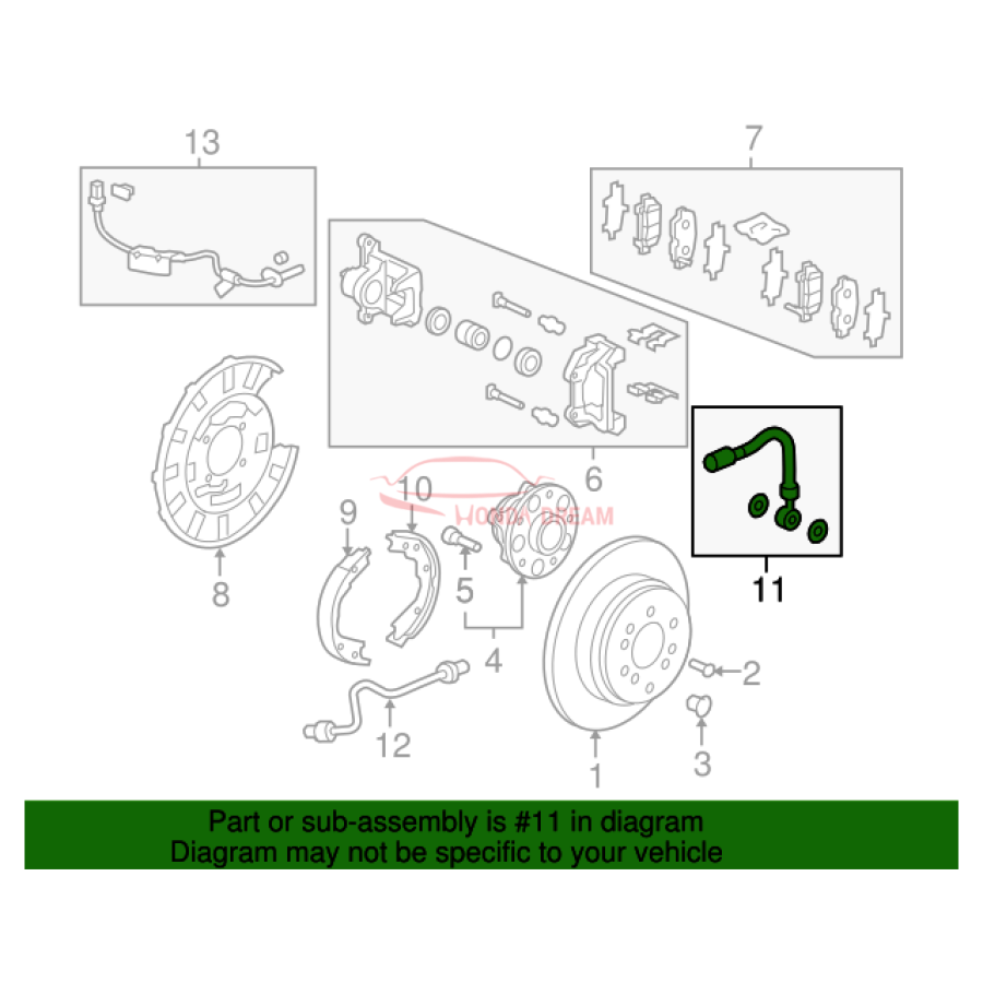 Hose Set, Rear Brake Right (01466-STX-A00) - 2