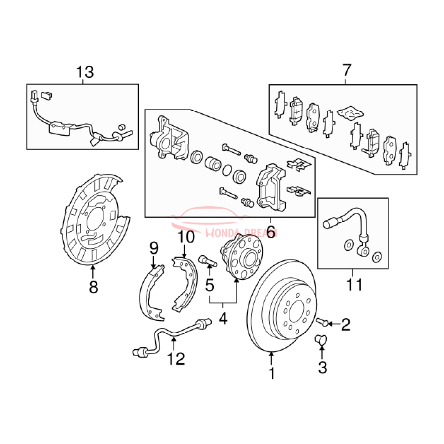 Hose Set, Rear Brake Right (01466-STX-A00) - 3