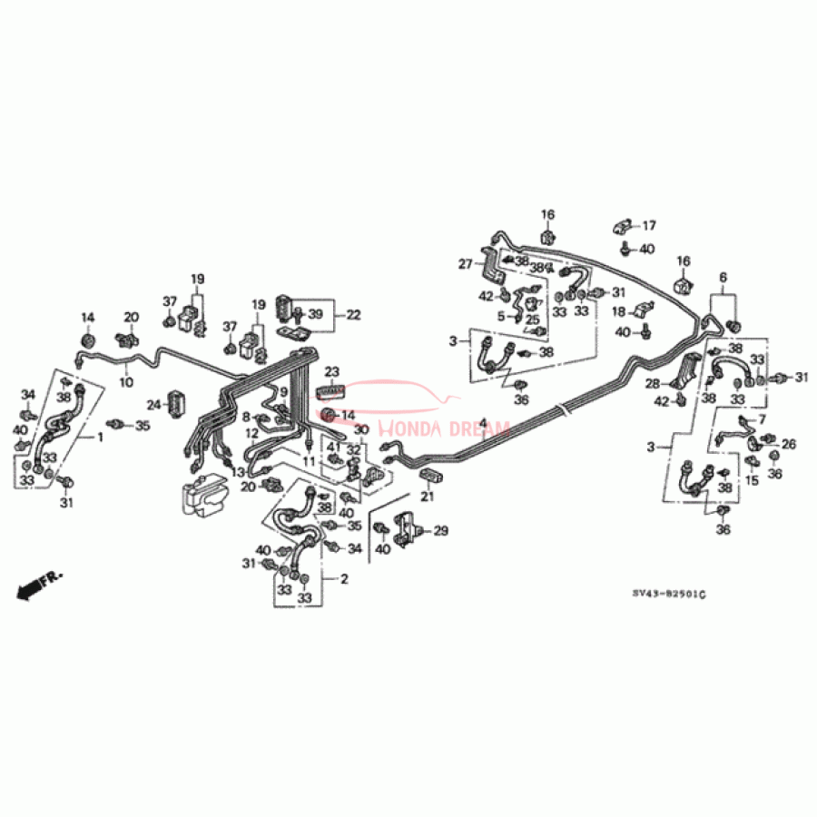 Hose Set, Rear Brake Right (01466-SW3-J00) - 1