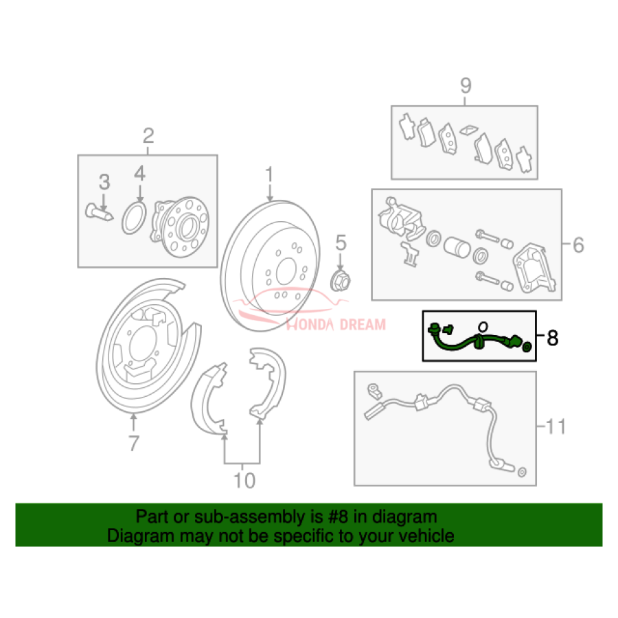 Hose Set, Rear Brake Right (01466-SWA-000) - 2