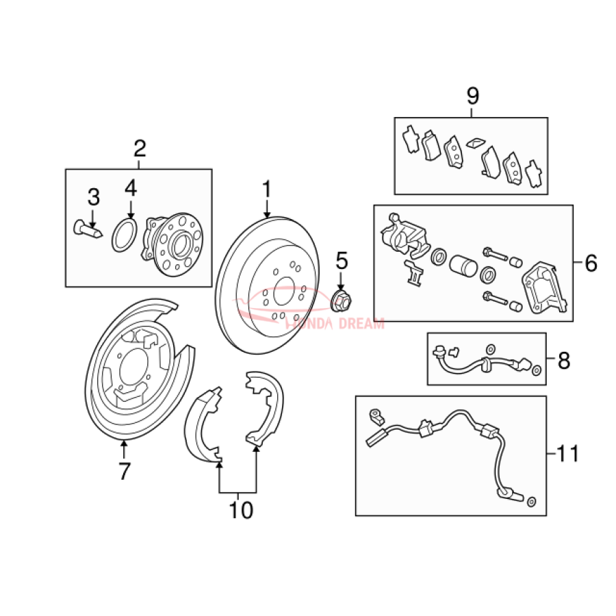 Hose Set, Rear Brake Right (01466-SWA-000) - 3