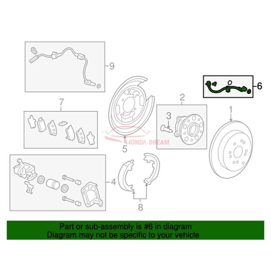 Hose Set, Rear Brake Right (01466-T0A-A01) - 2