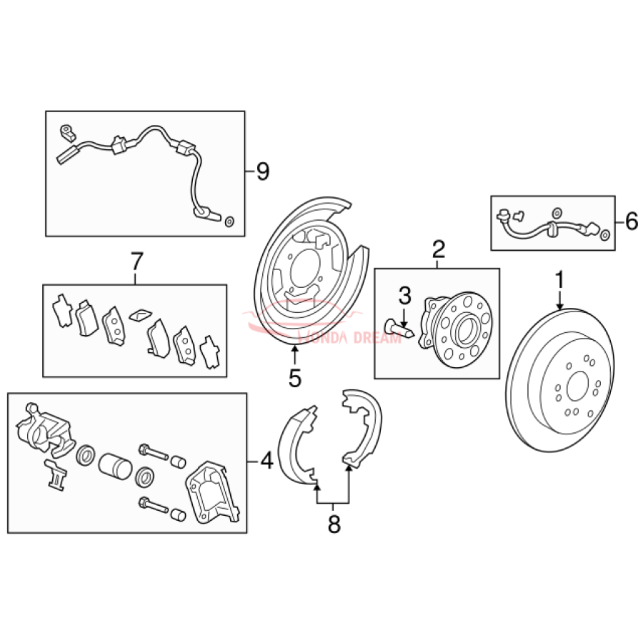 Hose Set, Rear Brake Right (01466-T0A-A01) - 3