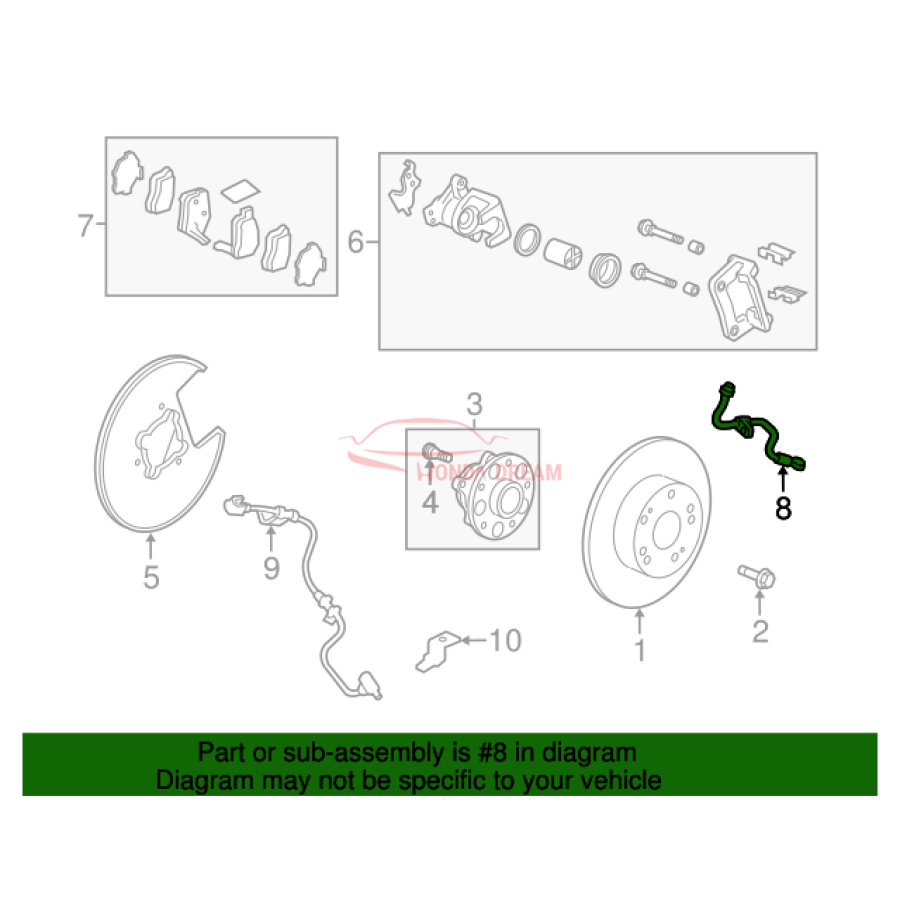 Hose Set, Rear Brake Right (01466-T2A-A01) - 2