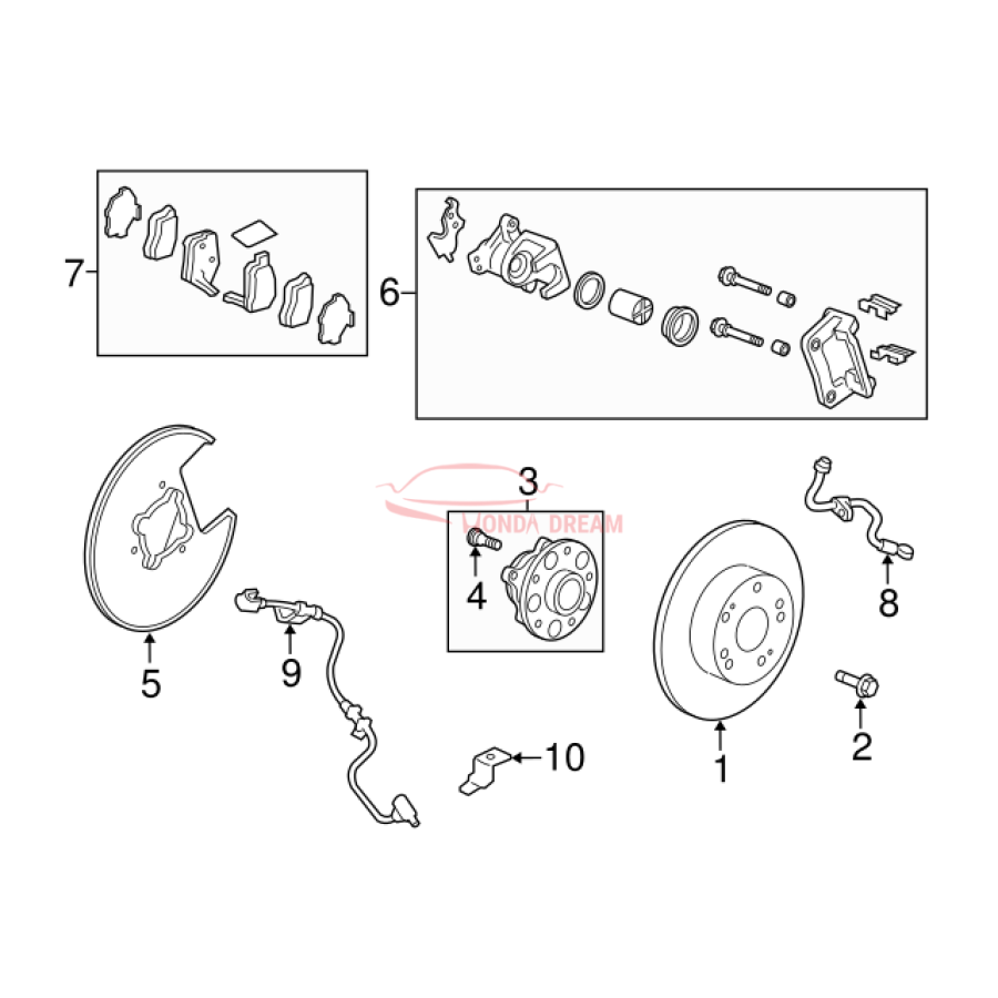 Hose Set, Rear Brake Right (01466-T2A-A01) - 3