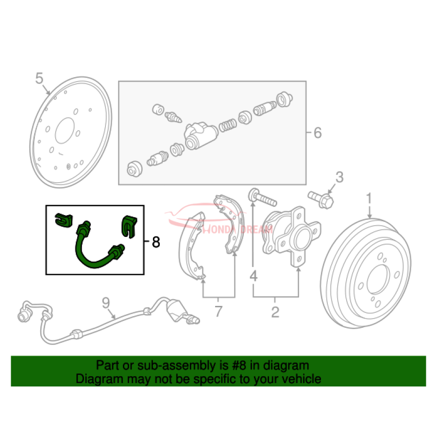 Hose Set, Rear Brake Right (01466-T5R-000) - 2