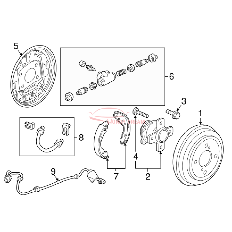 Hose Set, Rear Brake Right (01466-T5R-000) - 3