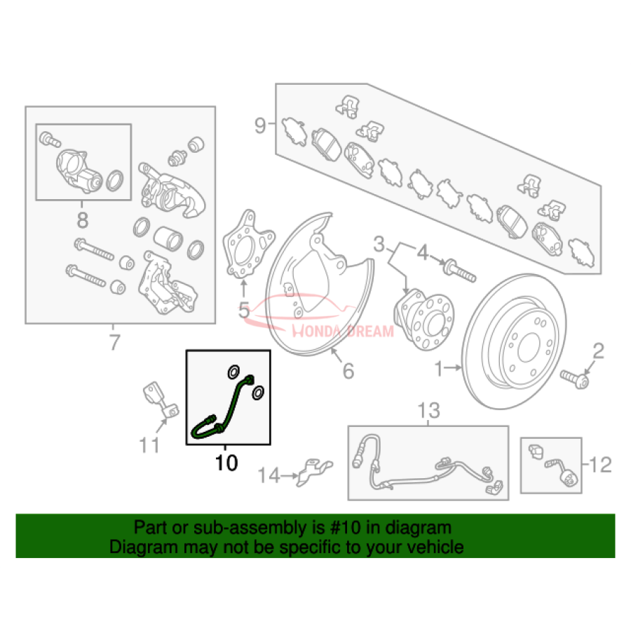 Hose Set, Rear Brake Right (01466-T7W-A00) - 2