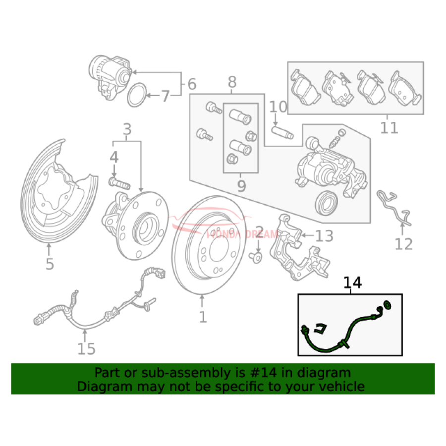 Hose Set, Rear Brake Right (01466-TBA-A00) - 2