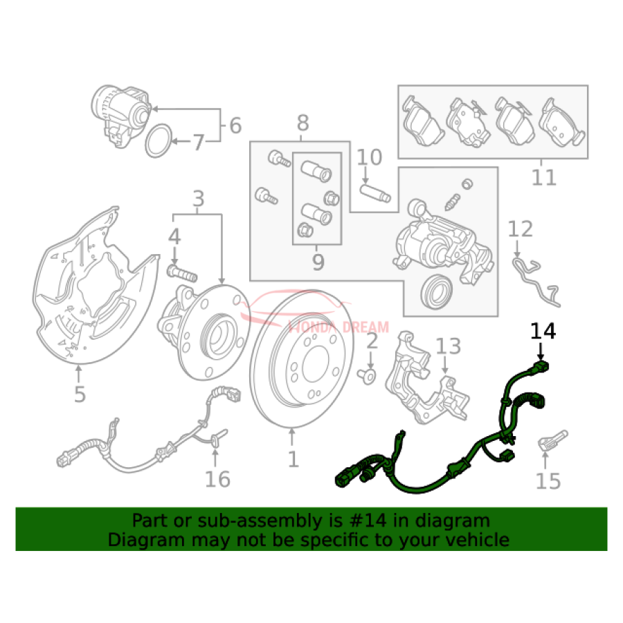 Hose Set, Rear Brake Right (01466-TGH-A00) - 2