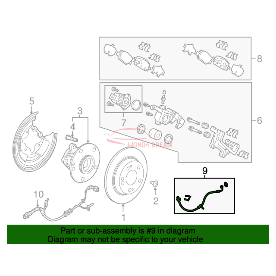 Hose Set, Rear Brake Right (01466-TLA-A01) - 2