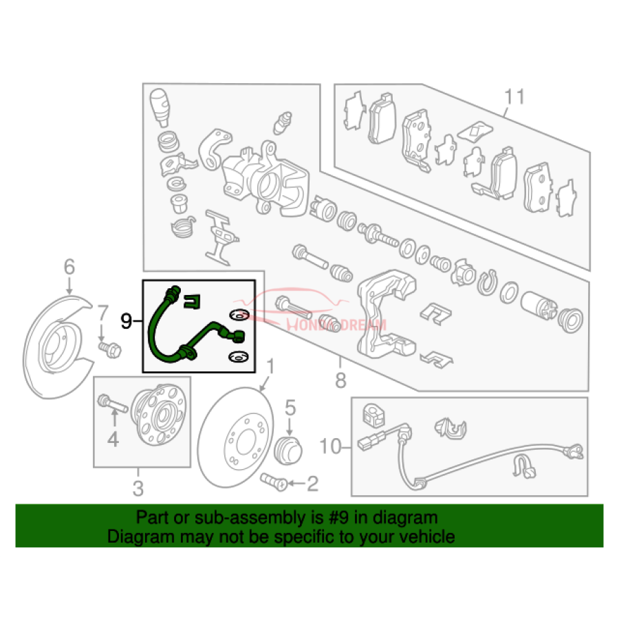 Hose Set, Rear Brake Right (01466-TM8-G00) - 2