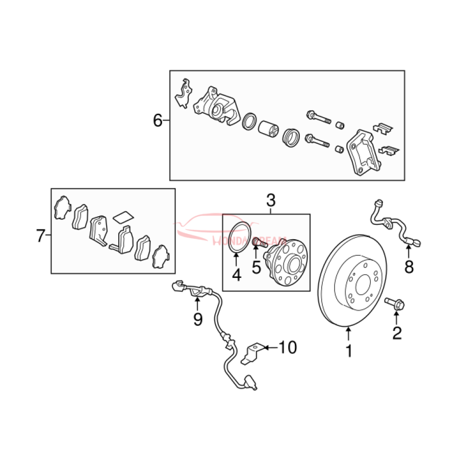 Hose Set, Rear Brake Right (01466-TP6-A00) - 3