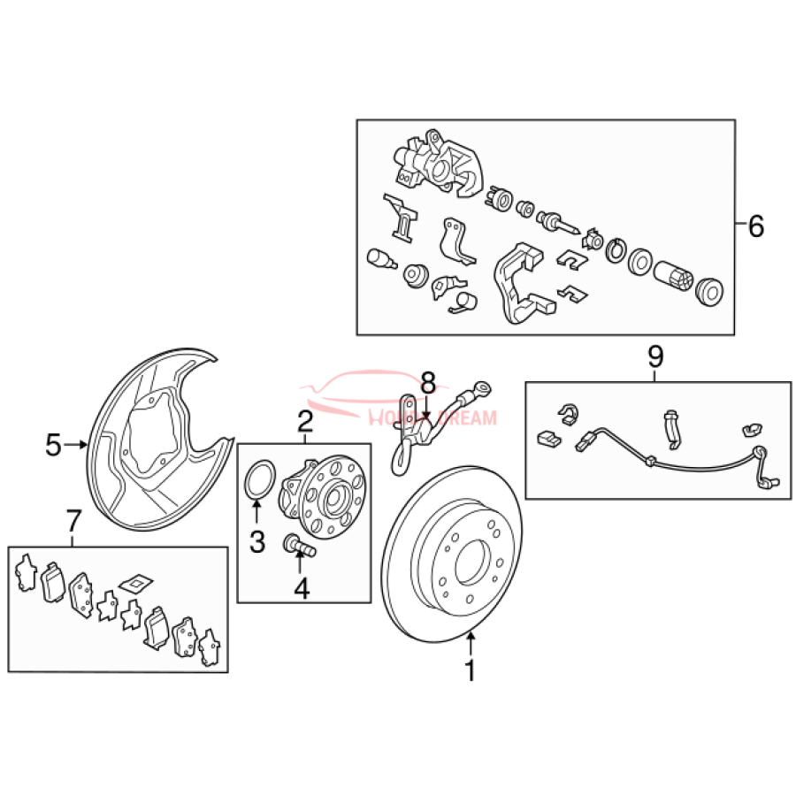 Hose Set, Rear Brake Right (01466-TR3-A52) - 3