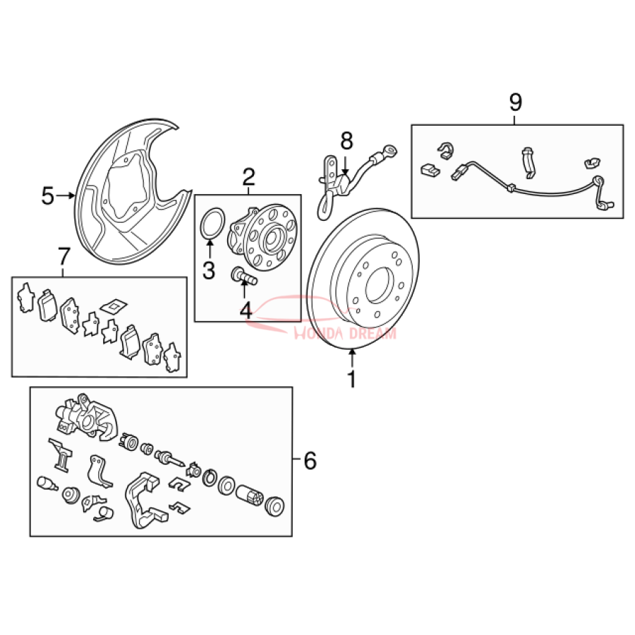 Hose Set, Rear Brake Left (01468-SNA-J02) - 3