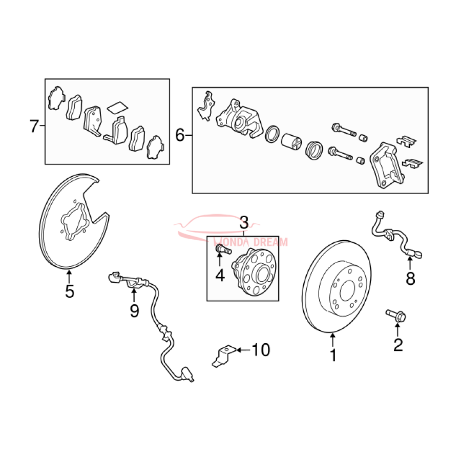 Hose Set, Rear Brake Left (01468-T2A-P00) - 3