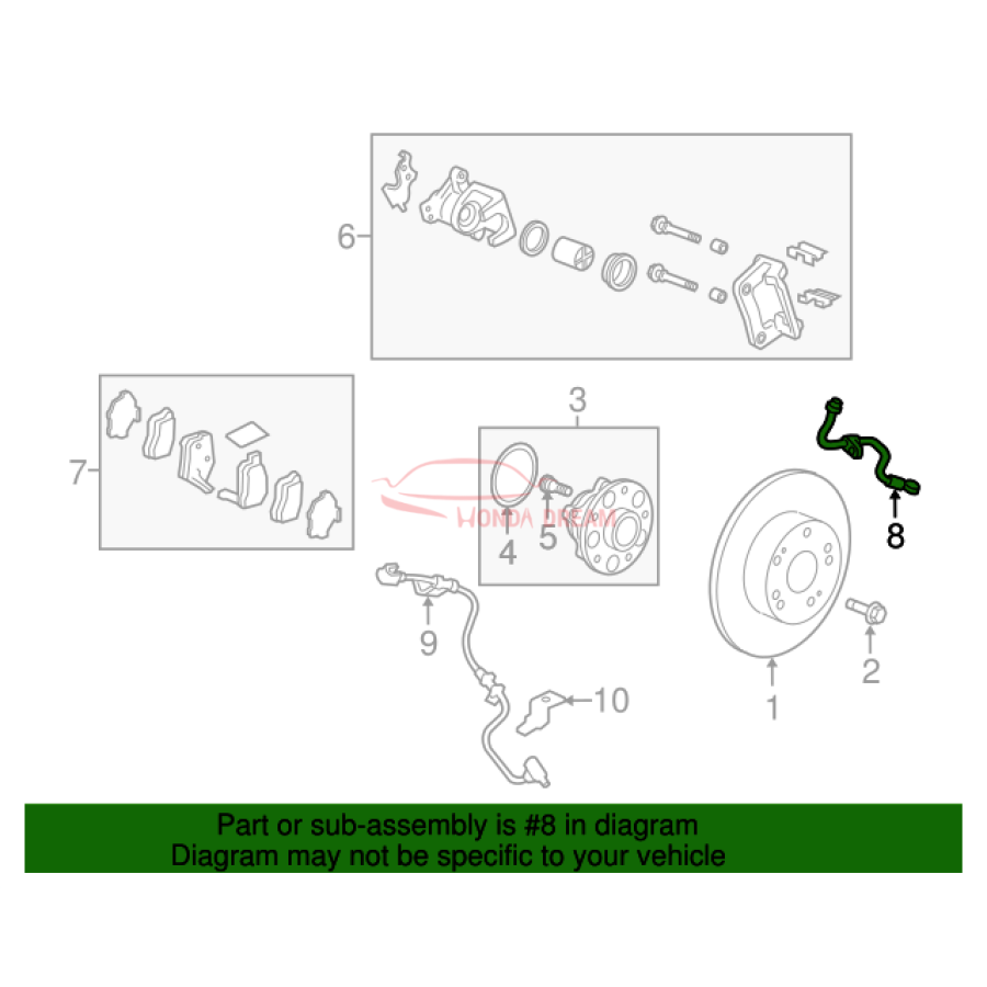 Hose Set, Rear Brake Left (01468-TP6-A00) - 2